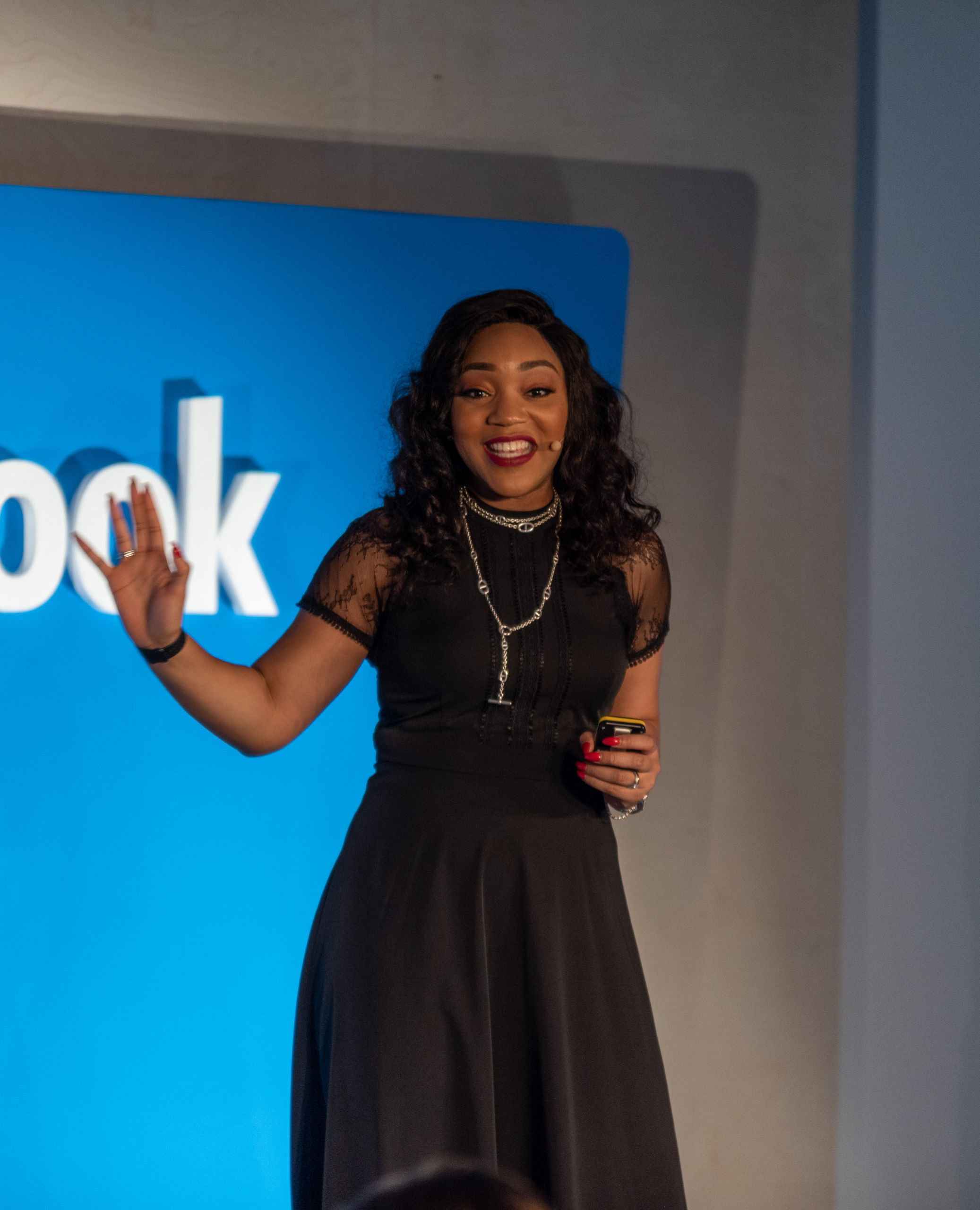 Bianca Miller Cole Speaking on Stage at Facebook